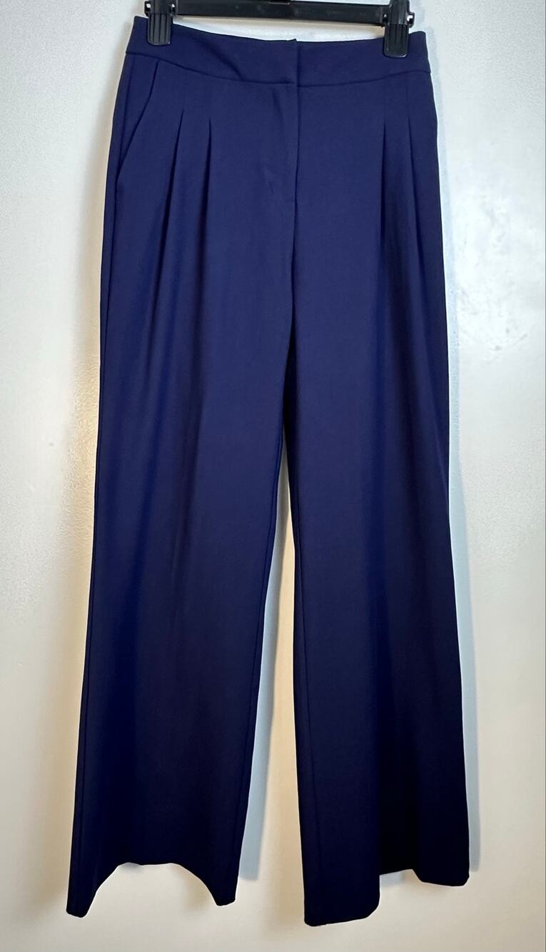 House of Harlow 1960 Safir Pants Navy Blue Wide Leg High Rise Trouser Pleated 2